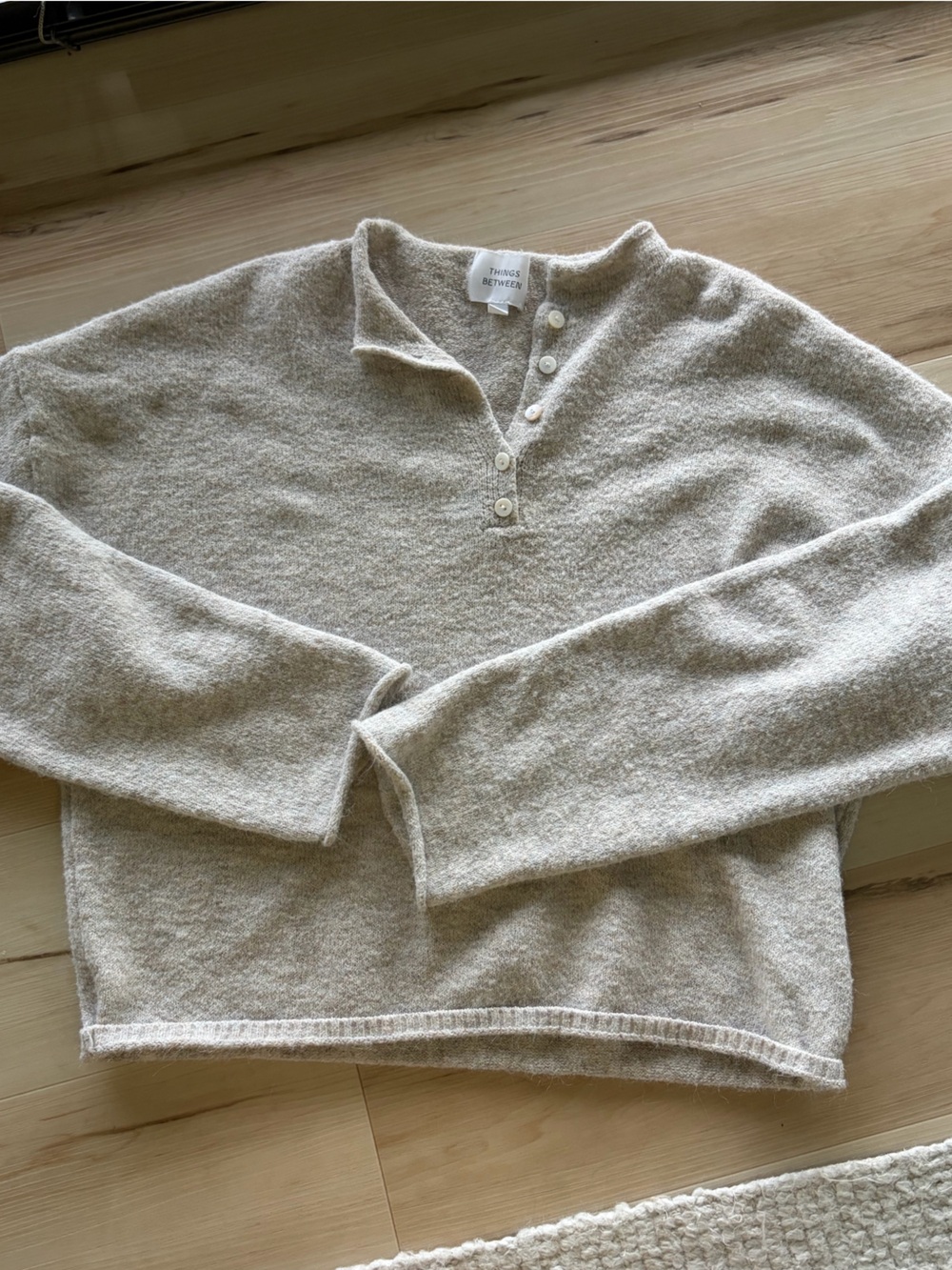 Things between quarter button up oatmeal sweater
